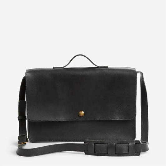 Austin Black Leather Messenger Bag with Compact Work Design