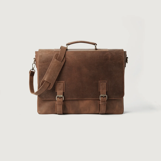 Vintage Tan Leather Messenger Bag with Classic Carry Design